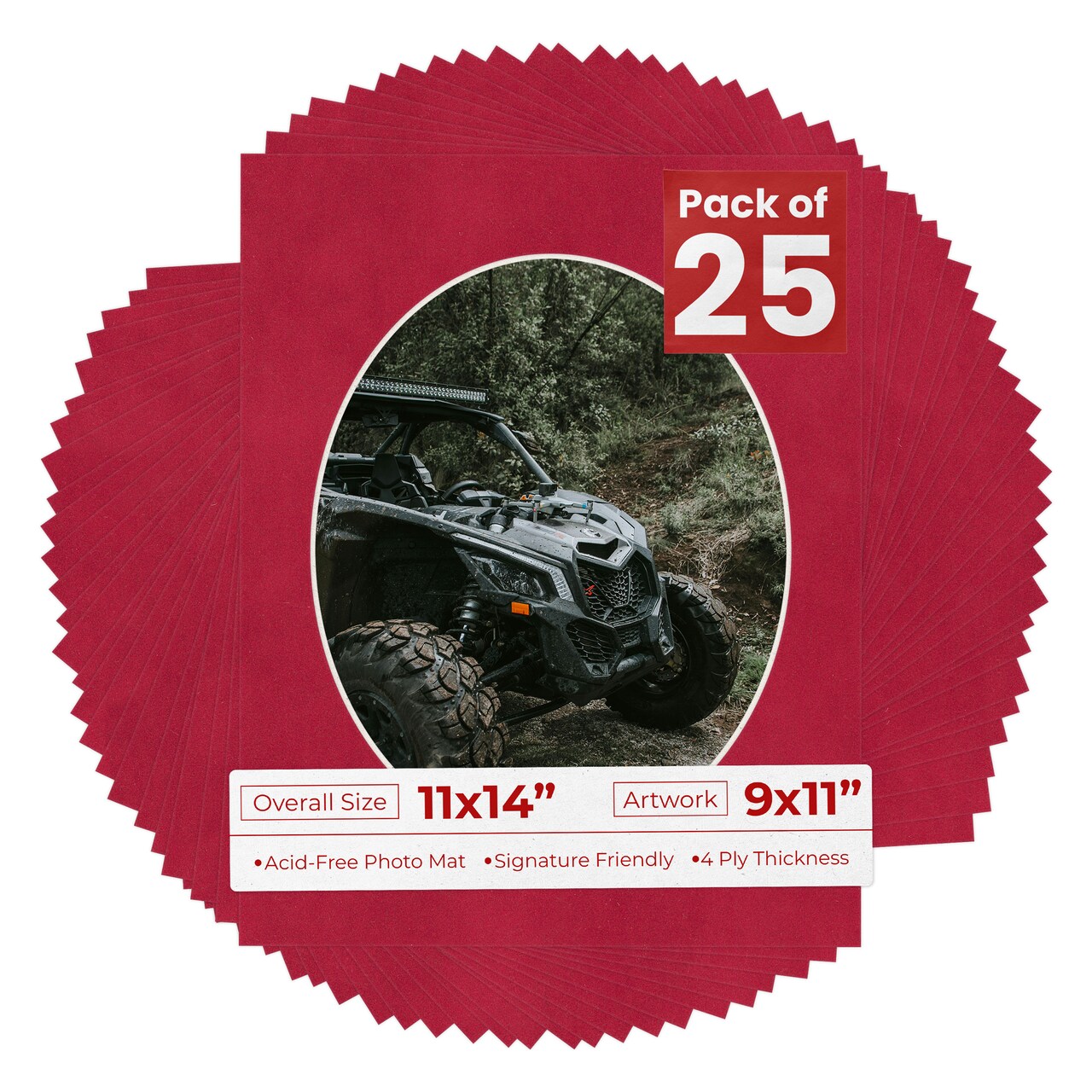 Red Suede Mat Board for 11x14 Frames - Oval Opening for 9x11 Photos
